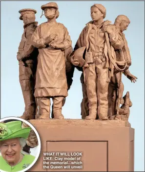  ??  ?? WHAT IT WILL LOOK LIKE: Clay model of the memorial... which the Queen will unveil