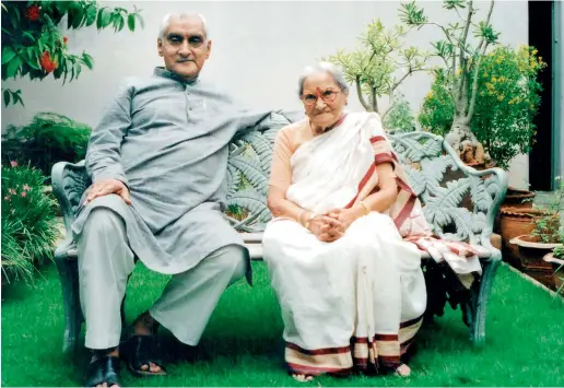  ??  ?? (Above) Jagdish and his wife Kamla met in the late 1940s and by 1951 were married; (left) A Mughal artwork showing an ascetic, seated beside a leopard in front of a hut, worships Krishna, dated 1640-50