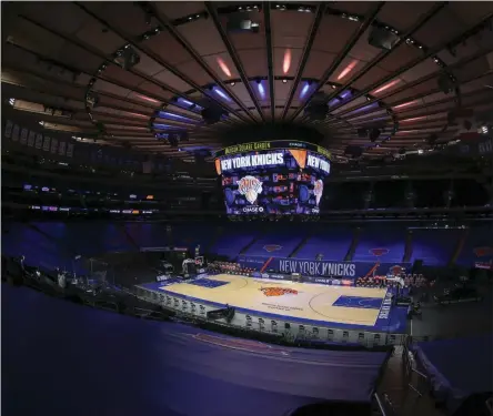  ?? WENDELL CRUZ ?? Madison Square Garden is empty of fans, before an NBA basketball game between the Utah Jazz and the New York Knicks on Wednesday, Jan. 6, 2021, in New York.