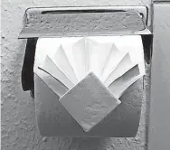  ?? JEFF STIBEL ?? A folded roll of toilet paper is an unusual custom.