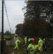  ??  ?? Sligo County Council workers clearing trees during Storm Ophelia.
