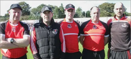  ??  ?? Martin Dempsey (left) with Frank Flannery, Pierce Redmond, Alan O’Connor and Ray Harris. Dubliner Shane O’Brien has also come on board with the champions this year as coach.