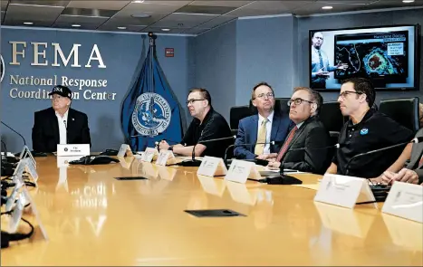  ?? JACQUELYN MARTIN/AP ?? President Donald Trump listens during a briefing on Hurricane Dorian by federal officials in Washington on Sept 1. That same day, Trump tweeted that Alabama would likely be hit the storm, a claim at odds with the latest forecasts.