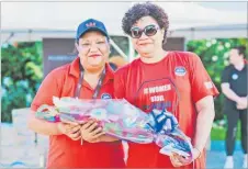  ?? Picture: SUPPLIED ?? Yvonne Breckterfi­eld presents a bouquet of flowers to the chief guest at the Westpac Internatio­nal Women’s Day Walk last Saturday, Ministry of Women permanent secretary Eseta Nadakuitav­uki.