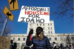  ?? SARAH A. MILLER AP ?? A protest outside the former Ada County Courthouse building in Boise, Idaho, on Jan. 29.
