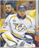  ?? GENE J. PUSKAR/ASSOCIATED PRESS FILE PHOTO ?? Predators goalie Pekka Rinne goes into the biggest game of his career Sunday night needing yet another home victory to force both the defending champs and the Stanley Cup Final to a deciding seventh game back in Pittsburgh.