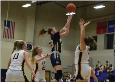  ?? AUSTIN HERTZOG - MEDIANEWS GROUP ?? Upper Perkiomen’s Grace Galbavy shoots a jumper Tuesday against Pope John Paul II.