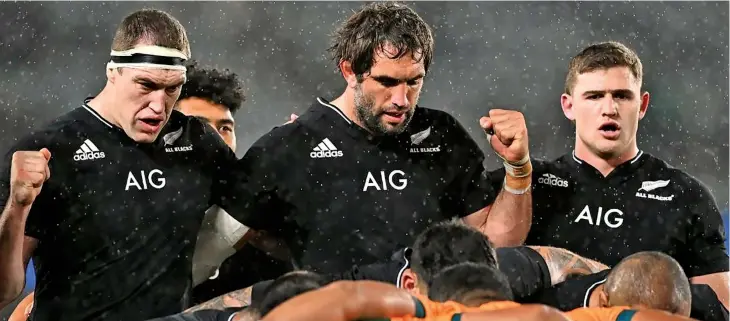  ?? Photo: All Blacks ?? All Blacks lock forwards (left-right) Brodie Retallick and Sam Whitelock while flanker Dalton Papalii looks on.