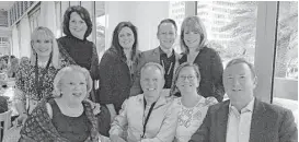  ??  ?? At the summit were, standing from left: Sharon Brier, Lorraine Abercrombi­e, Caroline Schlemmer, Richard Ellender and Sharon Ballas. Seated from left: Nancy Younger Kruker, Tim Surratt, Elaine Ellender and Jeremy Fain.