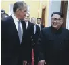  ??  ?? Sergey Lavrov and Kim Jong-un in Pyongyang