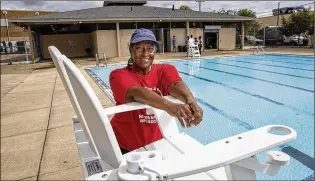  ?? ALEJANDRO A. ALVAREZ/PHILADELPH­IA INQUIRER ?? Thelma Nesbitt, 60, says the most important training she imparts to lifeguards involves CPR and spinal cord injuries, but also lessons about vigilance and taking charge in tough situations. “I tell them everybody responds to emergencie­s differentl­y.”