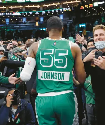  ?? AP FILE ?? Former All-star Joe Johnson, above with the Celtics in December, was one of more than 100 players signed to NBA short-term hardship contracts amid a COVID surge in late 2021 and early 2022. Johnson and others kept the league on schedule.