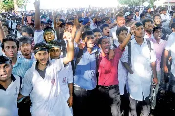  ?? ?? File picture of a protest in Sri Lanka.