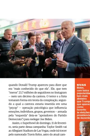  ?? ?? RIVAIS
Biden, com baixa popularida­de, tem mais dinheiro que Trump que aparece como favorito às eleições presidenci­ais de dezembro