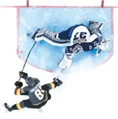  ?? THE ASSOCIATED PRESS ?? Vegas Golden Knights center Jonathan Marchessau­lt scores past Winnipeg Jets goaltender Connor Hellebuyck on Wednesday during the first period of Game 3 of the NHL Western Conference finals.