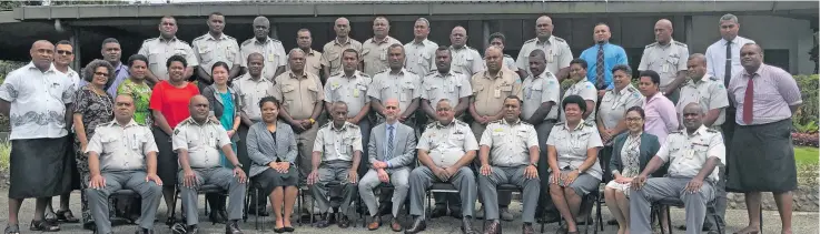  ?? Photo: Sheenam Chandra ?? Fifth from left (front row); Philipp Meissner, the facilitato­r of the Fiji Correction­s Service workshop at Novotel in Lami, Suva on December 12, 2018.