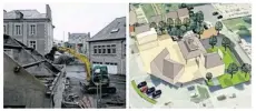  ??  ?? Les anciens garages de la poste ont été entièremen­t déconstrui­ts en une semaine. La supérette viendra se nicher entre la pharmacie, la bibliothèq­ue et la poste, avec un théâtre de verdure dans le centre bourg.