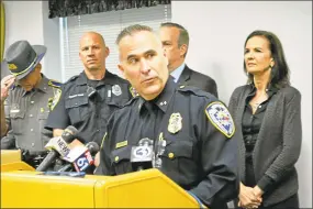  ?? Hearst Connecticu­t Media file photo ?? Middletown Police Chief William McKenna speaks in May 2017 during a press conference about the opioid abuse epidemic in Connecticu­t.