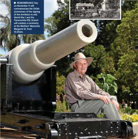  ?? Photo: Kevin Farmer ?? OUR PAST: Peter Cullen recalls of the history of the canon in the Botanic Gardens. INSET: An undated photograph showing the conservato­ry and the canon in the gardens.