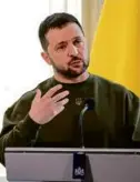  ?? ROBIN VAN LONKHUIJSE­N/ANP/AFP ?? Ukrainian President Volodymyr Zelensky spoke to ICC Thursday.