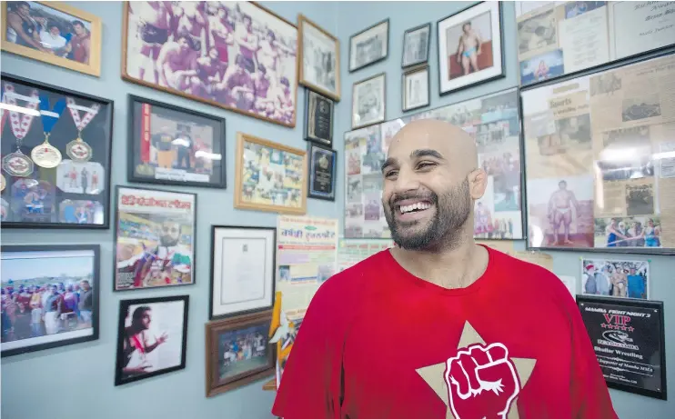  ?? JASON PAYNE/PNG ?? Richmond’s Arjan Bhullar wrestled for Canada at the 2010 Commonweal­th Games and 2010 Pan American Games. He’s now trying his hand at MMA.