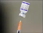  ?? Matt Rourke/Associated Press ?? A syringe is prepared with the Pfizer COVID-19 vaccine.