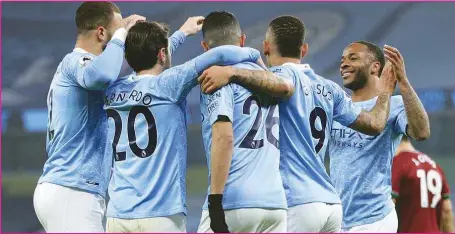  ??  ?? Manchester City players rediscover themselves after they drew 1-1 with West Brom at Etihad