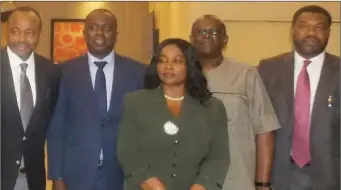  ??  ?? L-R: Chairman, Chinto Tech,Sylvester Okonkwo; President Associatio­n of Telecommun­ucation Companies Of Nigeria, ATCON, Olusola Teniola ; MD/CEO Commercio Limited/Treasurer, ATCON,Aderonke Adeyegbe; MD/CEO, Juniper Solutions/Coordinato­r, ISP ATCON,...