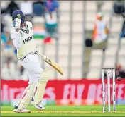  ??  ?? Shubman Gill is struck on the helmet by Kyle Jamieson while trying to play on the front foot during the WTC final.