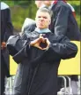  ?? Matthew Brown / Hearst Connecticu­t Media ?? Principal Michael Rinaldi shows his love for the graduates at Westhill High School Class of 2018 commenceme­nt exercises on June 22 in Stamford.