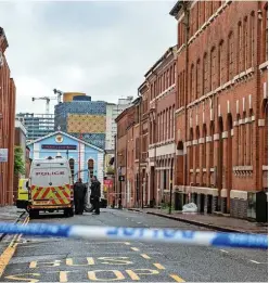  ?? ?? Emergency services at Vittoria Street, in the Jewellery Quarter