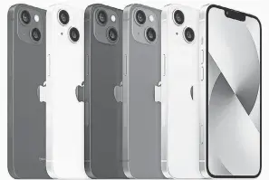  ?? PROVIDED BY APPLE ?? The iPhone 13 will be available in five colors: red, starlight ( a whiteish shade), midnight ( a blackish shade), blue and pink.