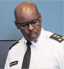 ?? CHRIS YOUNG THE CANADIAN PRESS ?? Chief Mark Saunders attends a news conference. Toronto police took down a large portion of a street gang with internatio­nal ties.