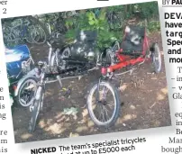  ??  ?? tricycles team’s specialist NICKED The each at up to £5000 are valued