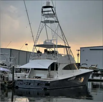  ??  ?? Basketball great Michael Jordan’s 80-foot Viking fishing boat, Catch 23, dockedin Ocean City, Maryland, and poised to fish the $6 million White Marlin Open tournament.