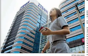  ?? AP/NG HAN GUAN ?? ZTE Corp. in Beijing has been crippled by the U.S. decision to cut off its access to American suppliers for lying in a sanctions case. The threat the company may pose to the U.S. is a matter of disagreeme­nt in Washington.