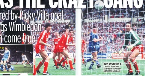  ??  ?? CUP STUNNER 1: Lawrie Sanchez scores the winner against Liverpool