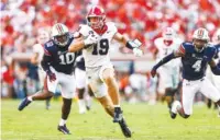  ?? UNIVERSITY OF GEORGIA PHOTO BY TONY WALSH ?? Georgia junior tight end Brock Bowers had eight catches for 157 yards and the deciding touchdown during Saturday’s 27-20 win at Auburn.