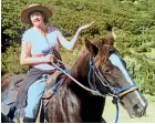  ??  ?? Barbara Terrill died in a head-on collision at Tariki on December 6. She is seen on her horse, Whisper.