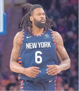  ?? MARY ALTAFFER/ASSOCIATED PRESS ?? DeAndre Jordan, shown playing for the Knicks last season, says he chose to sign with the Nets because he prefers Brooklyn’s coach and GM.