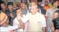 ?? HT PHOTO ?? Home minister Rajnath Singh at an event organised by Bharatiya Lodhi Mahasabha in Lucknow.