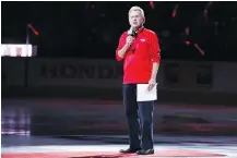  ?? THE ASSOCIATED PRESS/ALEX BRANDON ?? The Washington Capitals brought out TV personalit­y Pat Sajak to introduce the starting lineups before Game 3. It was the Caps’ way of adding some sizzle to the pre-game routine.