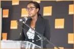  ?? ?? Giving her key note address, Orange Botswana CEO, Nene Maiga