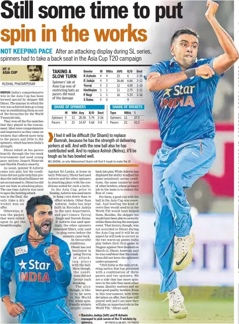  ?? AP PHOTO & AN DEY / HT PHOTO ?? Ravindra Jadeja (left) and R Ashwin managed to pick seven of the 11 wickets by spinners.