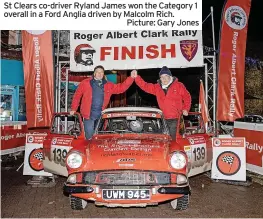  ?? Picture: Gary Jones ?? St Clears co-driver Ryland James won the Category 1 overall in a Ford Anglia driven by Malcolm Rich.