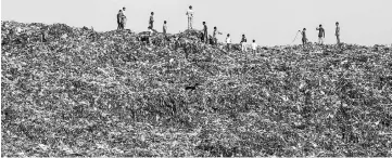  ??  ?? Boys in March at Mumbai’s Deonar landfill site, where many children accompany their parents to pick through in search of recyclable­s to sell. A teacher who works nearby says they frequently get boils, sores and respirator­y ailments as a result....