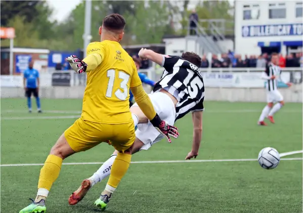  ?? ?? Ben Seymour is fouled to win the decisive penalty