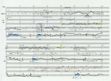  ??  ?? Ci-dessus / above:
« Liquid Borders ». 2012-2014. Notations graphiques, compositio­n sonore, cartograph­ie. (Courtesy de l’artiste). Page de gauche / page left: « For Whom the Bell Tolls: A Journey into the Sonic History of Conflicts ». 2015. Recherches...