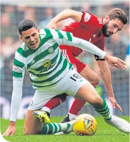  ??  ?? Celtic’s Scott Sinclair celebrates the only goal of the game