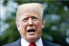  ?? JACQUELYN MARTIN — THE ASSOCIATED PRESS ?? In this photo, President Donald Trump speaks to the media before boarding the Marine One helicopter on the South Lawn of the White House in Washington.